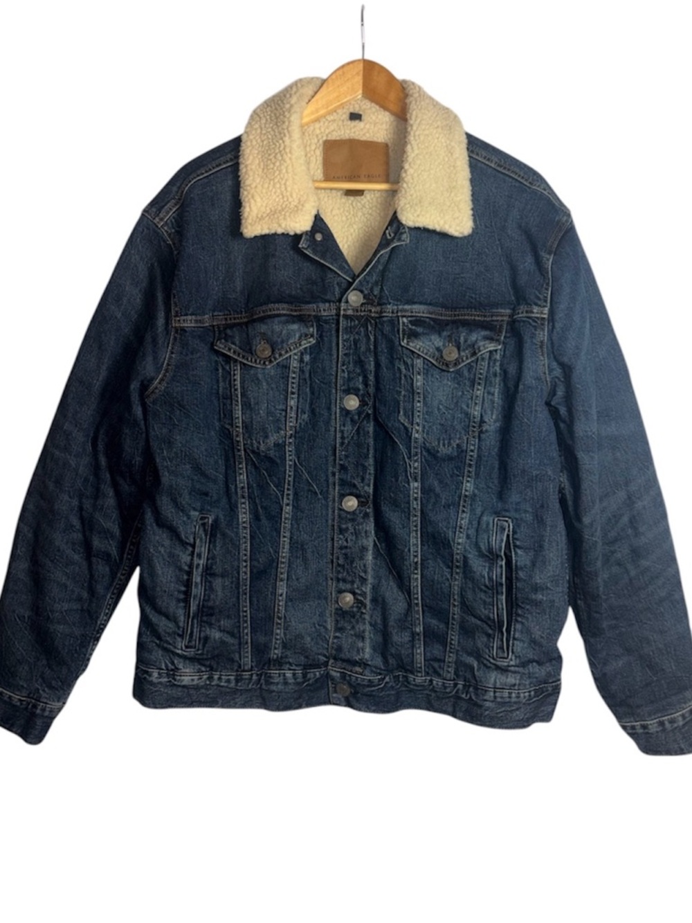 American Eagle Men's Flex Sherpa Lined Denim Trucker Jacket Sz XL